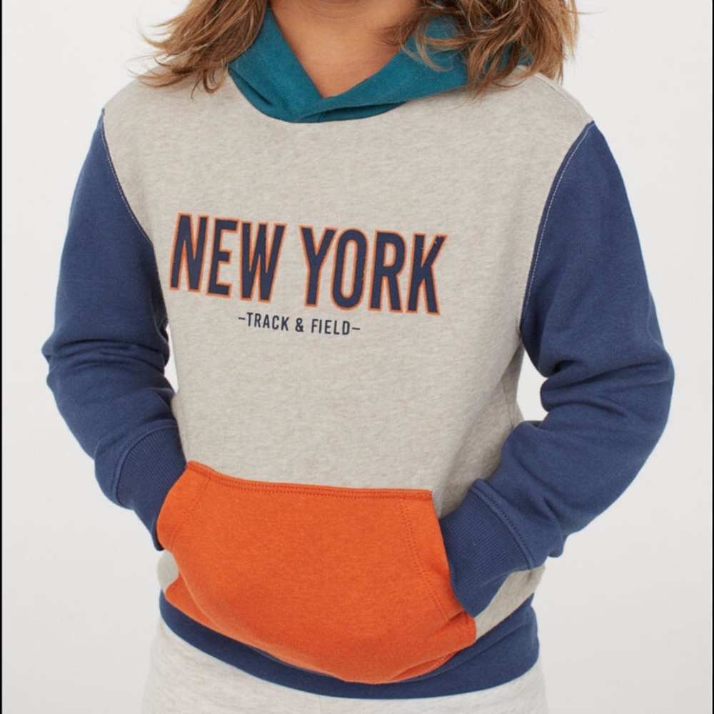 H&M Boys Colorblock Hoodie Sweatshirt Size 4-6y Big Little Boy 6 Years